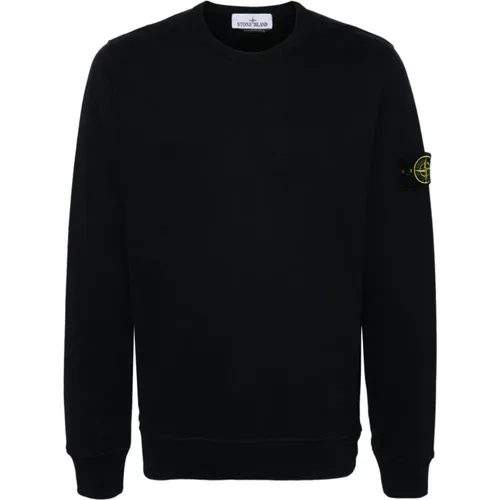 Blauer Rundhalsausschnitt Pullover,Blauer Sweatshirt Gerippter Crew-Neck Aw24 - Stone Island - Modalova