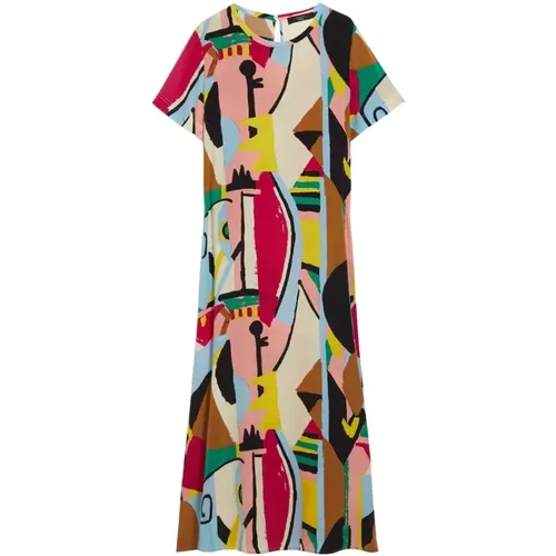 Printed pure silk crepe de chine dress , female, Sizes: 2XS - Max Mara Weekend - Modalova