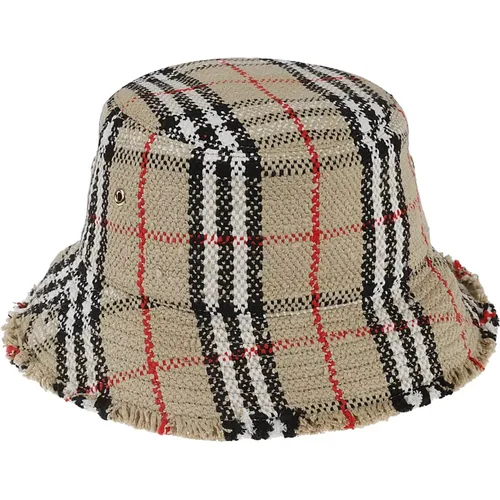 Stylischer Tweed Bucket Hat , Herren, Größe: S - Burberry - Modalova