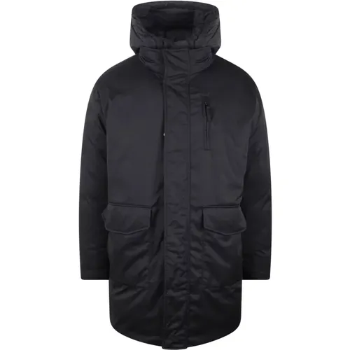 Gepolsterte Nylon Kapuzenmantel Jacke , Herren, Größe: M - closed - Modalova