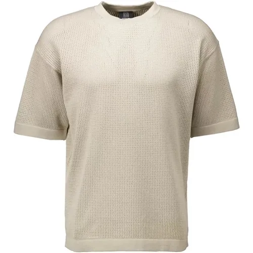 Braunes T-Shirt mit Offener Struktur Herren , Herren, Größe: L - Genti - Modalova