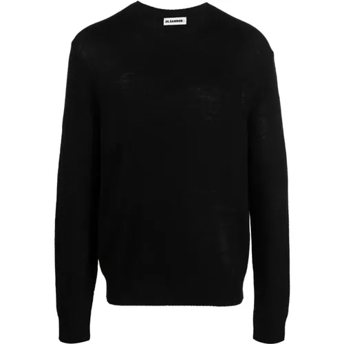 Round-neck Knitwear,Schwarzer Wollstrickpullover - Jil Sander - Modalova