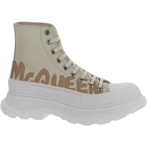 Cream Polyester Tread Slick Boot , female, Sizes: 5 UK - alexander mcqueen - Modalova