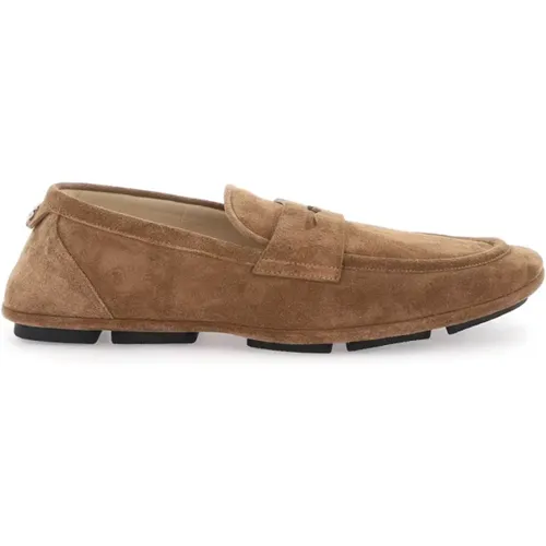 Suede Driver Shoes with DG Logo , male, Sizes: 8 1/2 UK, 8 UK, 9 UK, 7 UK - Dolce & Gabbana - Modalova