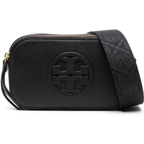 Schwarze Leder Umhängetasche mit Doppeltem Reißverschluss - TORY BURCH - Modalova