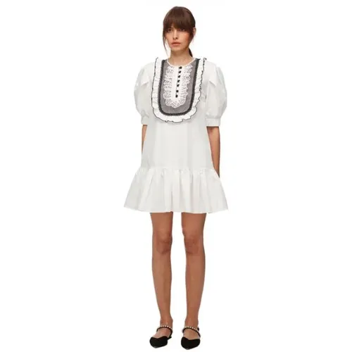 Weiße Peche Spitze Mini Kleid , Damen, Größe: S - Self Portrait - Modalova