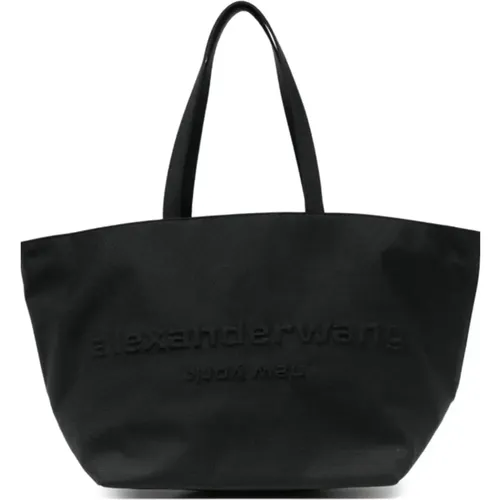 Geprägte Logo Schwarze Schultertasche - alexander wang - Modalova