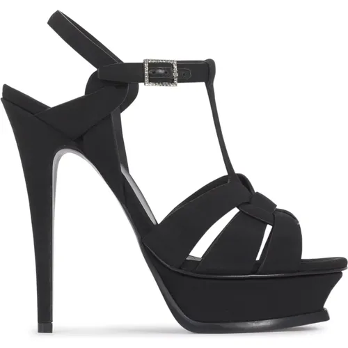 Heeled Tribute 105 Satin , female, Sizes: 6 1/2 UK, 5 1/2 UK, 4 UK - Saint Laurent - Modalova