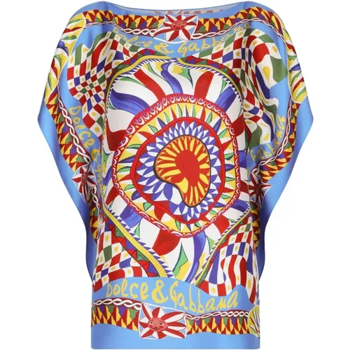 Abstract Silk Blouse with Multicolour Print , female, Sizes: M, XS - Dolce & Gabbana - Modalova