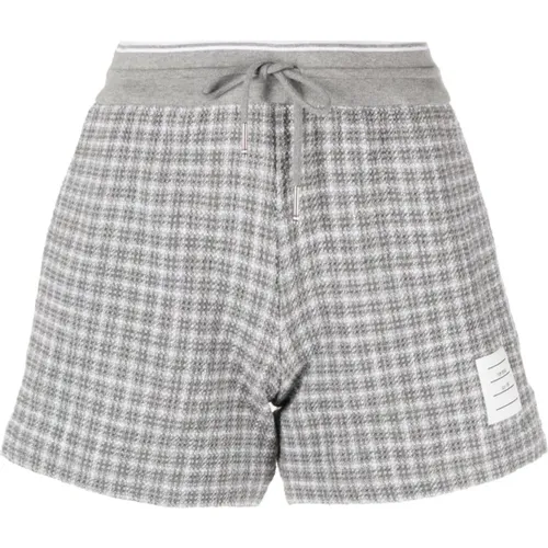 Graue karierte Tweed-Track-Shorts , Damen, Größe: S - Thom Browne - Modalova