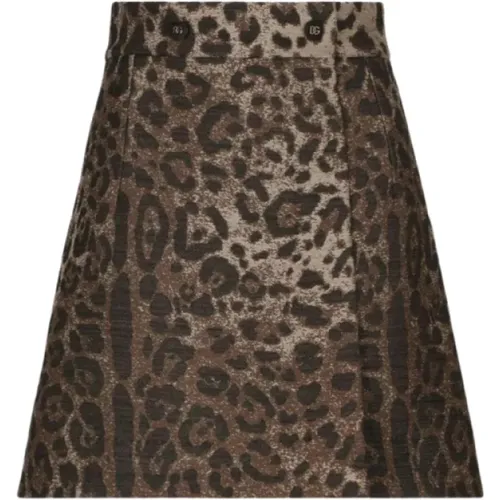Leopard Print High Waist Mini Skirt , female, Sizes: XS, S - Dolce & Gabbana - Modalova