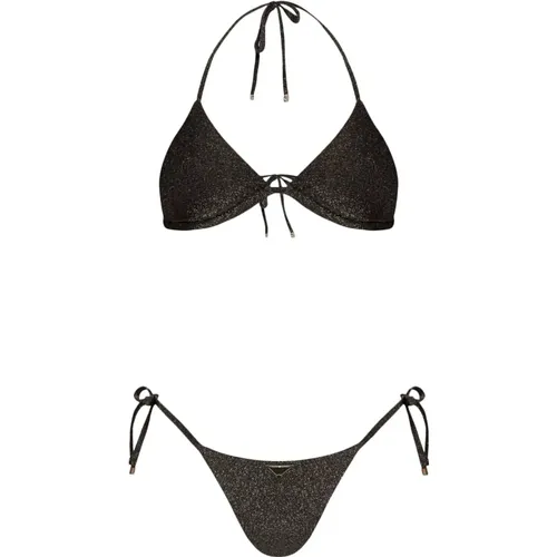 Schwarze Meer Kleidung Bikini Lurex , Damen, Größe: M - Emporio Armani - Modalova