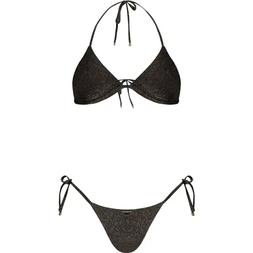 Schwarze Meer Kleidung Bikini Lurex , Damen, Größe: S - Emporio Armani - Modalova