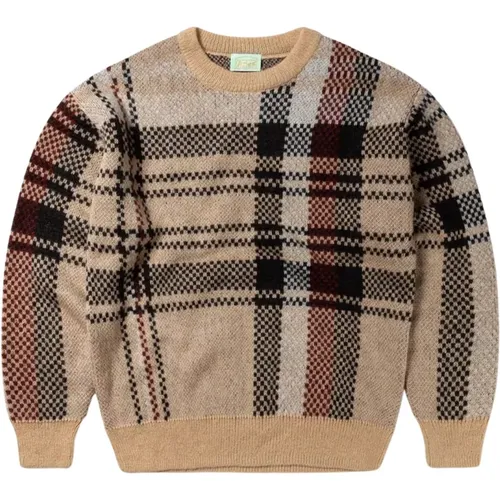 Checkered O-Neck Jumpers , male, Sizes: S - Aries - Modalova
