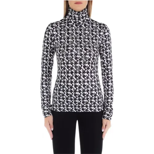 Hochgeschlossener Pullover mit Pied-de-Poule-Muster , Damen, Größe: L - Liu Jo - Modalova