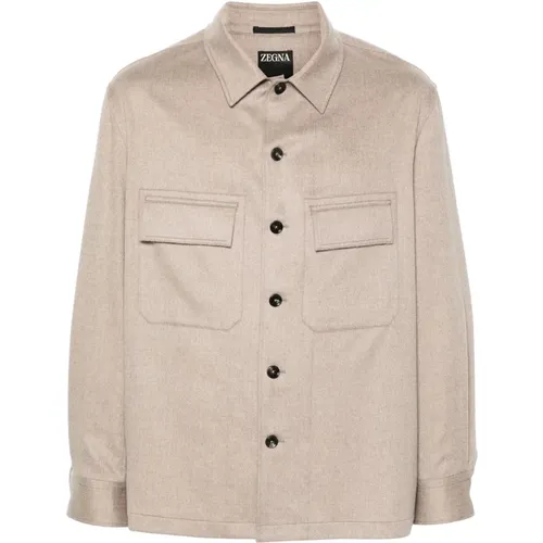 Cashmere-Overshirt mit Knopfverschluss - Ermenegildo Zegna - Modalova