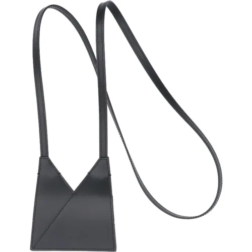Schwarze Mini Japanische Leder Umhängetasche , Damen, Größe: ONE Size - MM6 Maison Margiela - Modalova