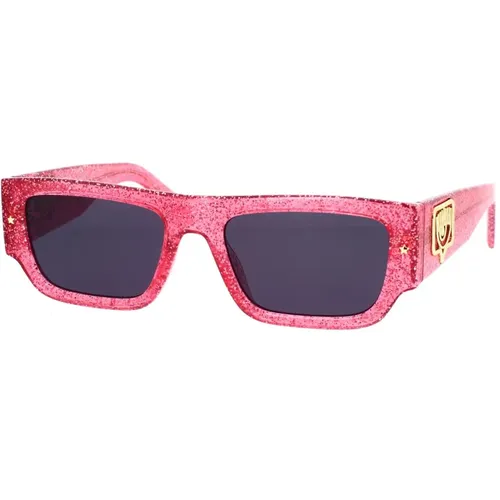 Glamorous Rectangular Sunglasses with Eyelike Logo and Stars , female, Sizes: 53 MM - Chiara Ferragni Collection - Modalova