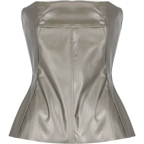 Silver Cotton Top with Straight Neckline , female, Sizes: S - Rick Owens - Modalova