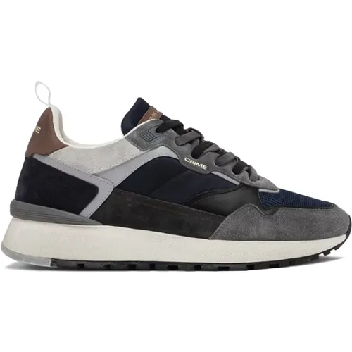 Blaue Wildleder Sneakers Premium Qualität , Herren, Größe: 41 EU - Crime London - Modalova