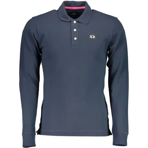 Blaues Baumwoll-Poloshirt mit Stickerei , Herren, Größe: 2XL - LA MARTINA - Modalova