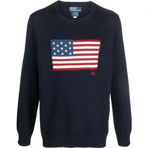 Hunter Navy Flag Pullover , Herren, Größe: S - Polo Ralph Lauren - Modalova