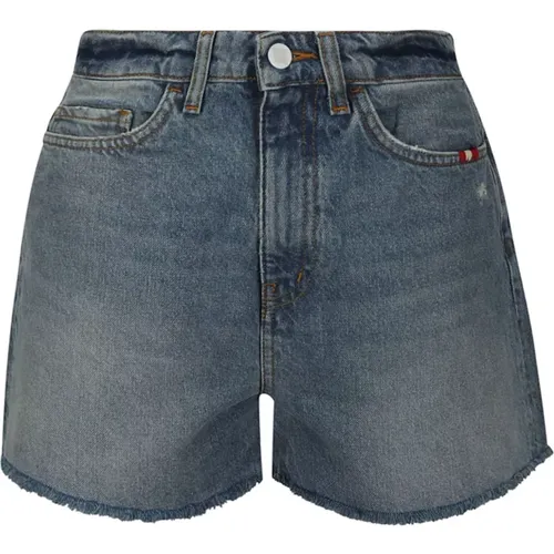 Denim Shorts mit Fransensaum und Besticktem Logo , Damen, Größe: W26 - Amish - Modalova