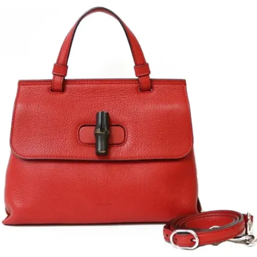 Leather Gucci Bambus Bag , female, Sizes: ONE SIZE - Gucci Vintage - Modalova