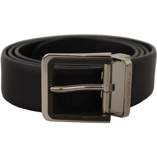 Calf Leather Logo Engraved Metal Buckle Belt , male, Sizes: 90 CM - Dolce & Gabbana - Modalova