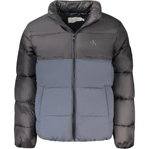 Blaue Jacke mit Langen Ärmeln und Kontrastdetails , Herren, Größe: S - Calvin Klein - Modalova