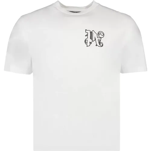 Monogramm T-Shirt mit Besticktem Logo , Herren, Größe: L - Palm Angels - Modalova