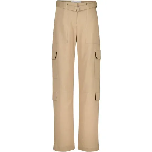 High-Waist Cargohose mit Gürtel , Damen, Größe: M - Msgm - Modalova