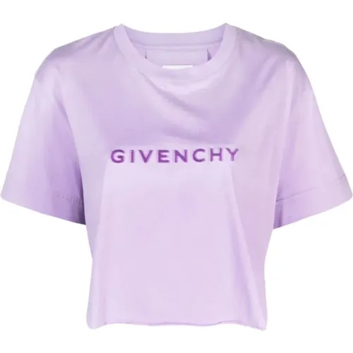 T-Shirts,Lila Baumwoll T-Shirt mit Emblem - Givenchy - Modalova