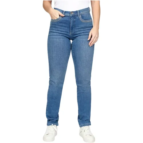 Stylish Denim Jeans with Embroidered Details , female, Sizes: S, XS, 3XL, L, 2XL, M, XL - 2-Biz - Modalova