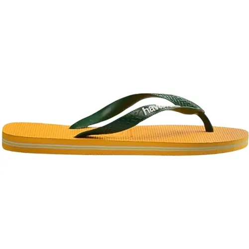 Schwarze Brasilien Flip Flops Logo Flagge , Damen, Größe: 43 EU - Havaianas - Modalova