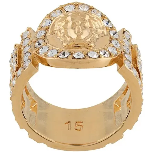 Metall Kristall Ring, 11 W IT , Damen, Größe: 50 MM - Versace - Modalova
