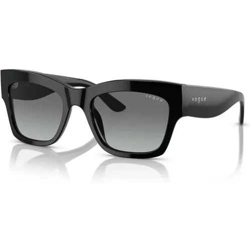 Schwarze/Grau getönte Sonnenbrille , Damen, Größe: 54 MM - Vogue - Modalova