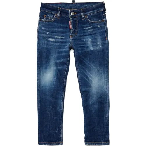 Schattiert Blaue Skinny Jeans - Jennifer Cropped - Dsquared2 - Modalova