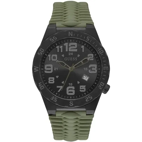 Silicone Band Quartz Watch , male, Sizes: ONE SIZE - Guess - Modalova