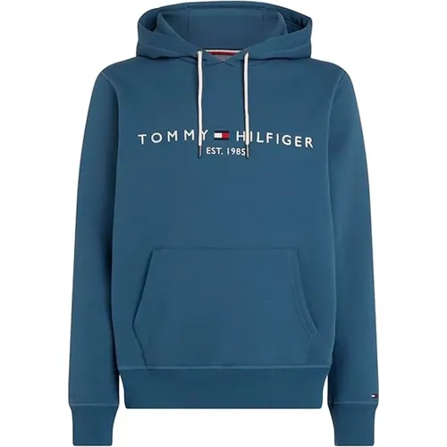 Blaue Pullover Baumwolle/Polyester Mischung Regular Fit , Herren, Größe: 2XL - Tommy Hilfiger - Modalova