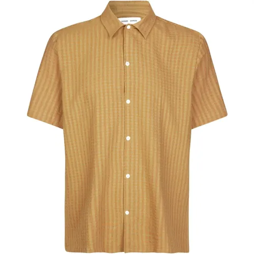 Striped Short Sleeve Shirt - Bistro , male, Sizes: L - Samsøe Samsøe - Modalova