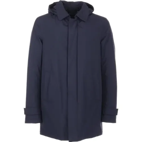 Langer Gepolsterter Technischer Stoff Trenchcoat , Herren, Größe: M - Herno - Modalova