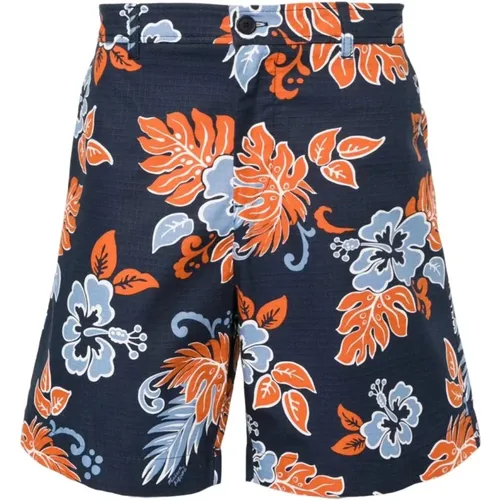 Floral Resort Shorts Navy , male, Sizes: S, M - Maison Kitsuné - Modalova