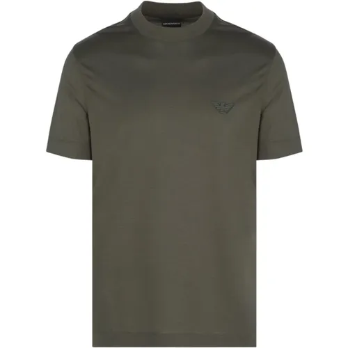 Branded Cotton T-Shirt in Grey , male, Sizes: M, XL - Emporio Armani - Modalova