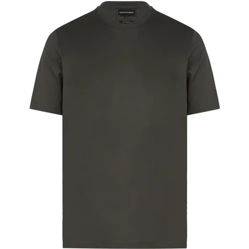 Branded Cotton T-Shirt in Grey , male, Sizes: M - Emporio Armani - Modalova