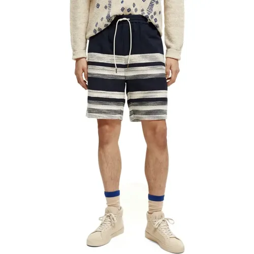 Striped Linen Bermuda Shorts , male, Sizes: XL - Scotch & Soda - Modalova
