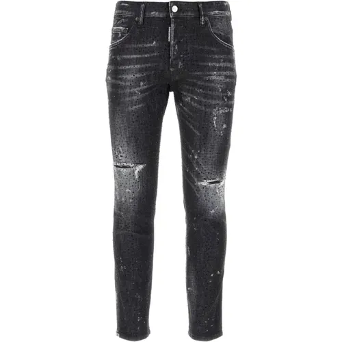 Embellished Skater Jeans, Slim-Fit Denim , male, Sizes: W34, W32, W28, W38 - Dsquared2 - Modalova