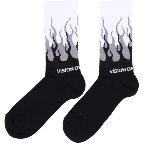 Graue Socken mit gesticktem Flammenlogo - VISION OF SUPER - Modalova