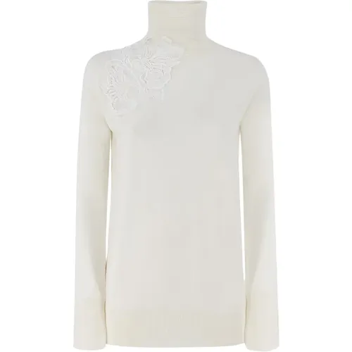 Floral Lace Turtleneck Jumper , female, Sizes: S, M, L - Ermanno Scervino - Modalova