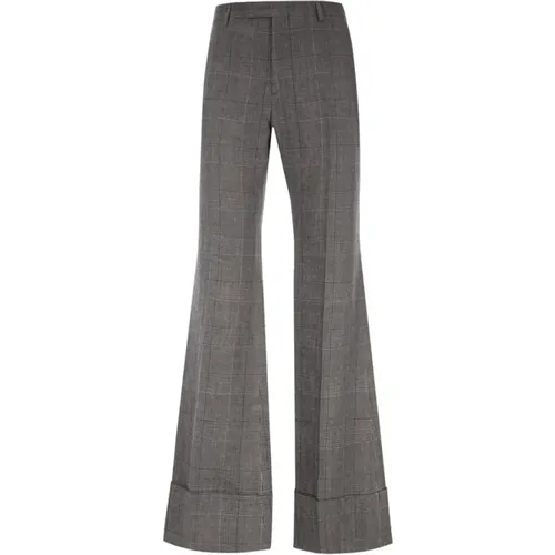 Flare Wool and Linen Trousers with Prince of Wales Pattern , male, Sizes: M - Gucci - Modalova